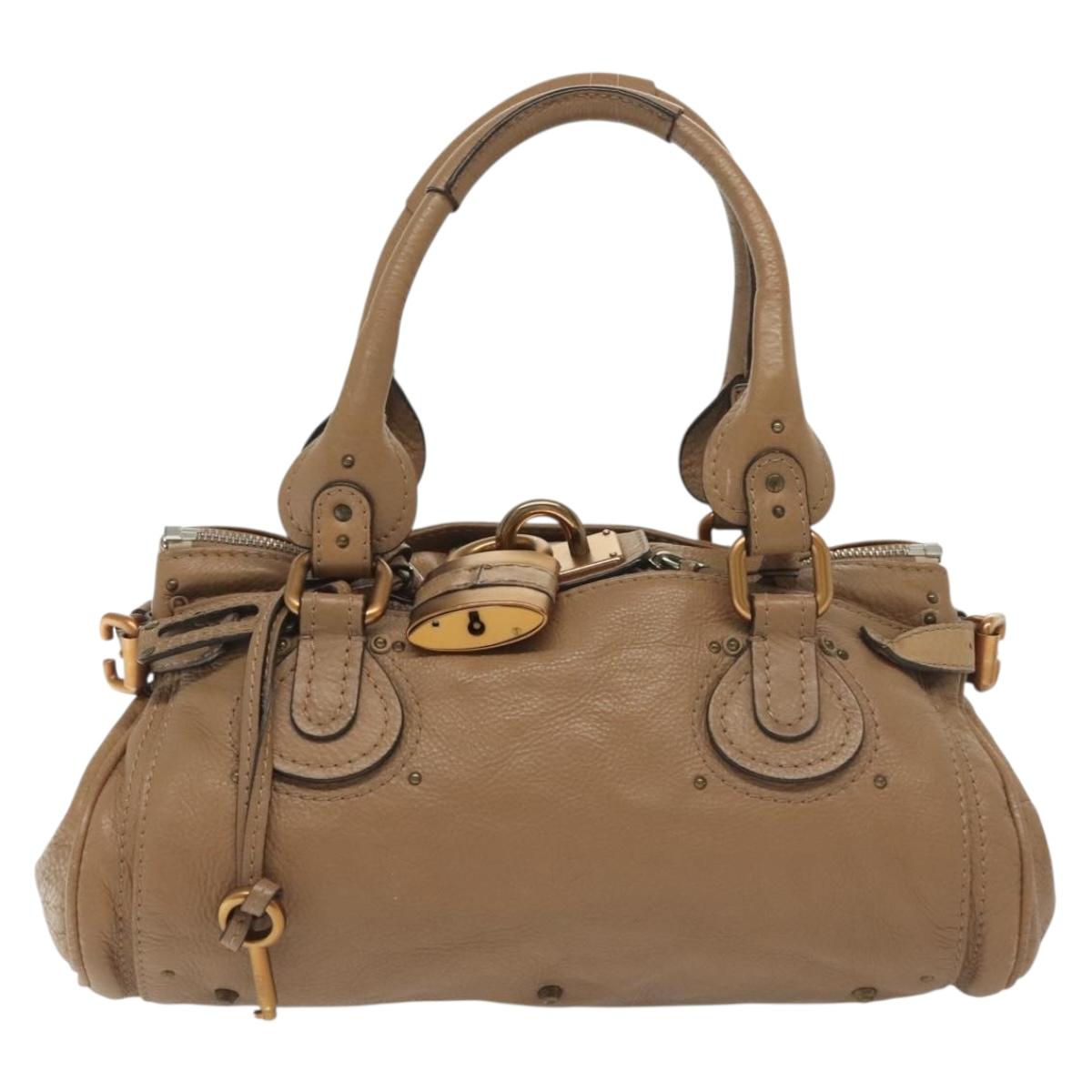 Chloe Paddington Hand Bag Leather Brown Gold Silver Auth ep10444