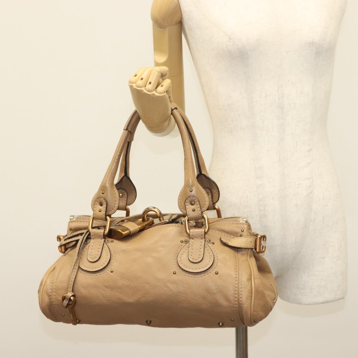 Chloe Paddington Hand Bag Leather Brown Gold Silver Auth ep10444