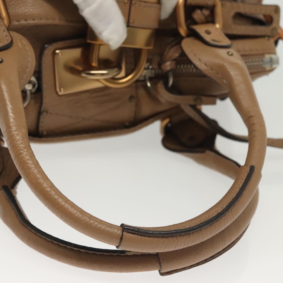Chloe Paddington Hand Bag Leather Brown Gold Silver Auth ep10444