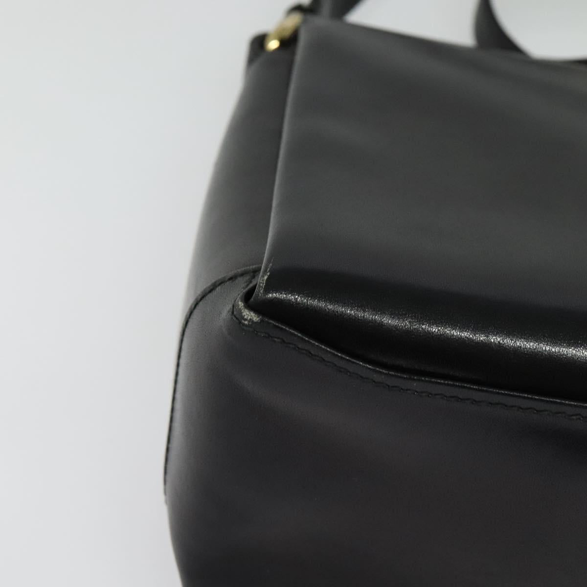 GUCCI Shoulder Bag Leather Black Gold Auth ep10445