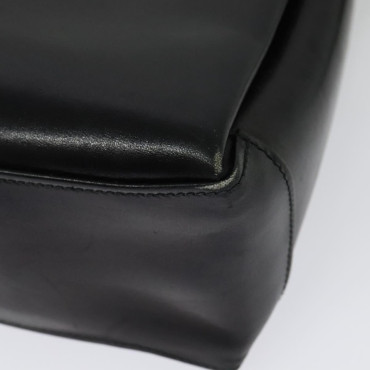 GUCCI Shoulder Bag Leather Black Gold Auth ep10445