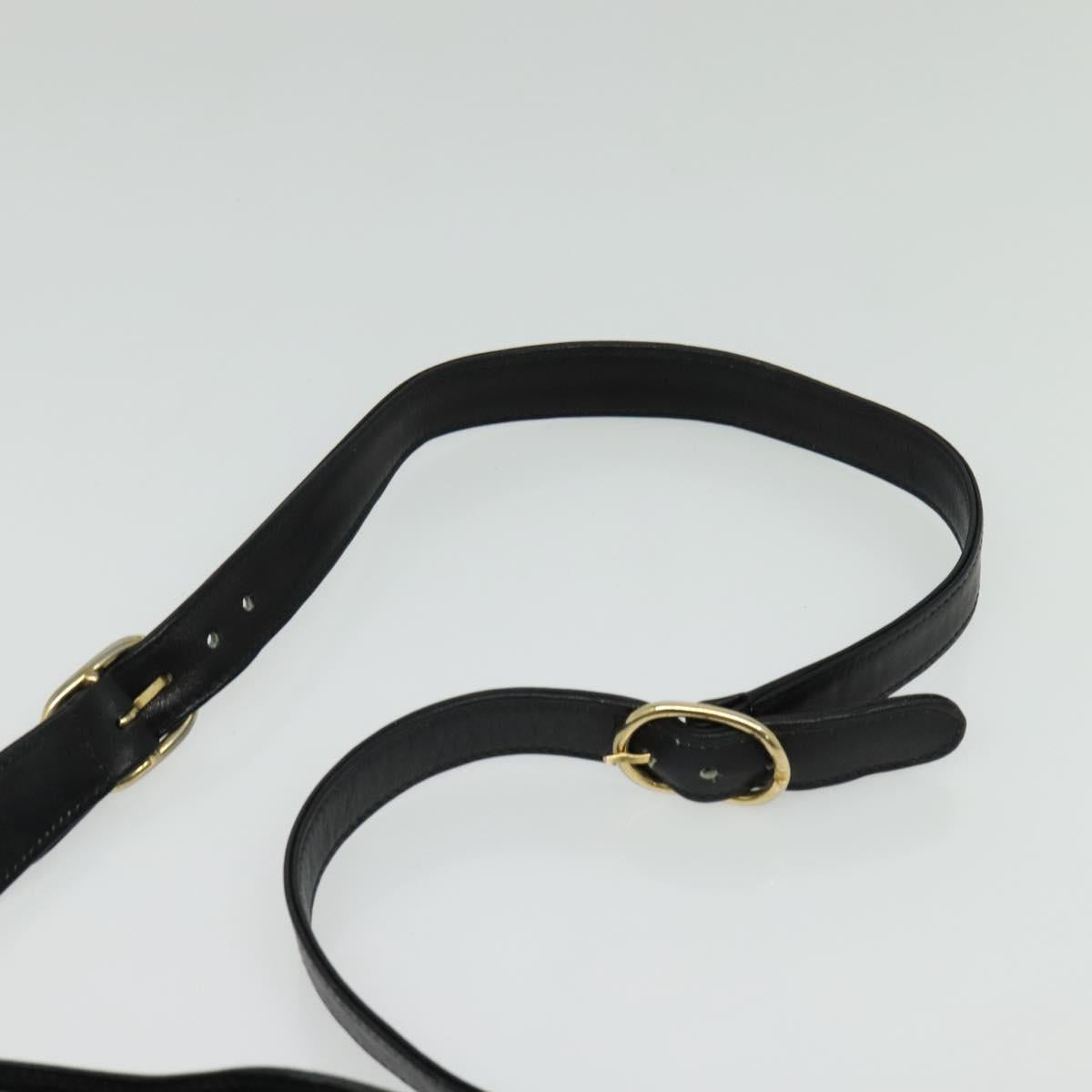 GUCCI Shoulder Bag Leather Black Gold Auth ep10445