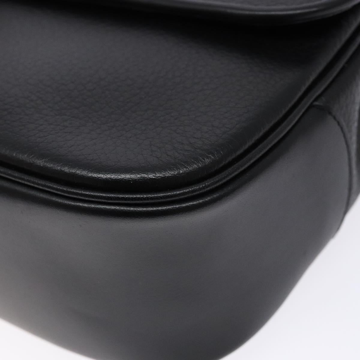 Burberrys Hand Bag Leather Black Gold Auth ep10446