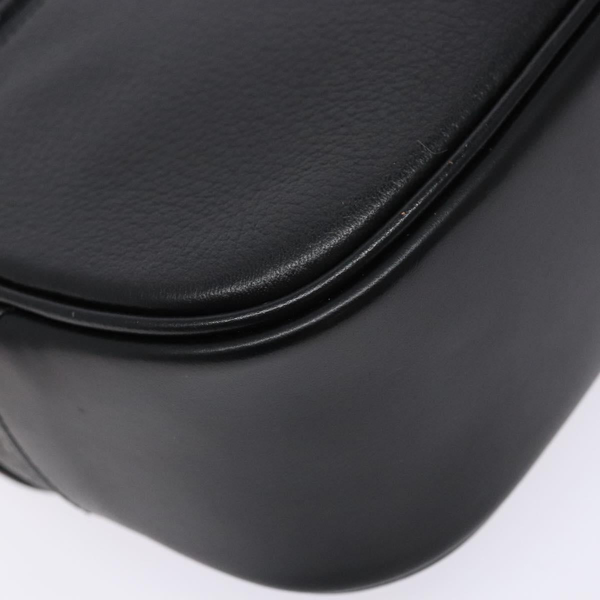 Burberrys Hand Bag Leather Black Gold Auth ep10446