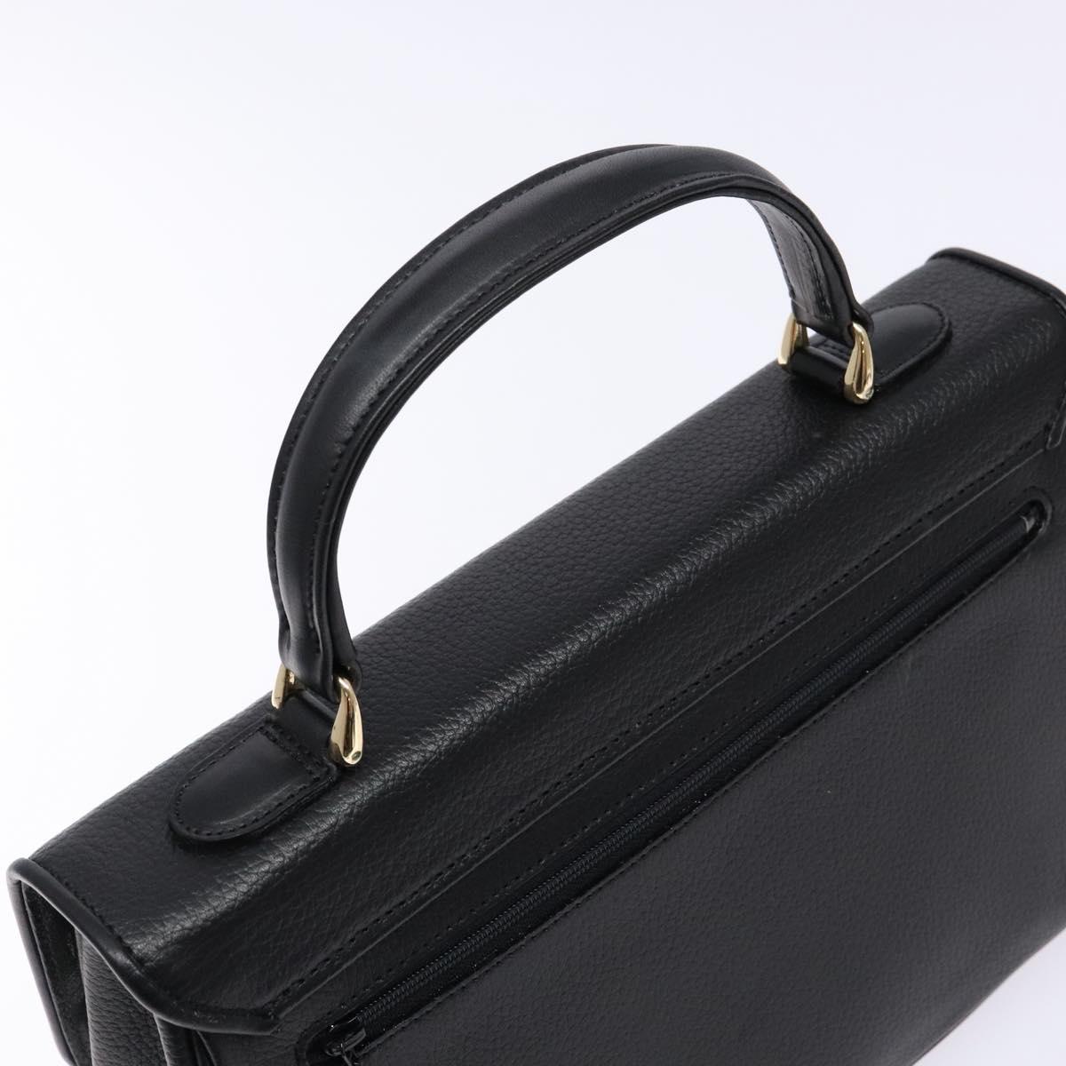 Burberrys Hand Bag Leather Black Gold Auth ep10446