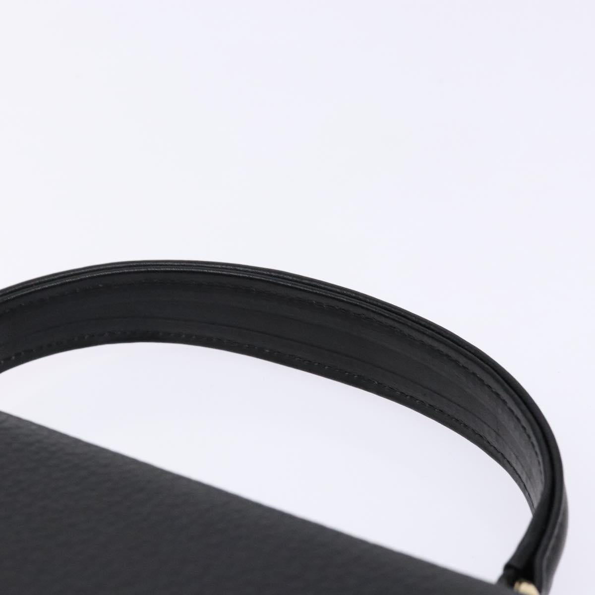 Burberrys Hand Bag Leather Black Gold Auth ep10446