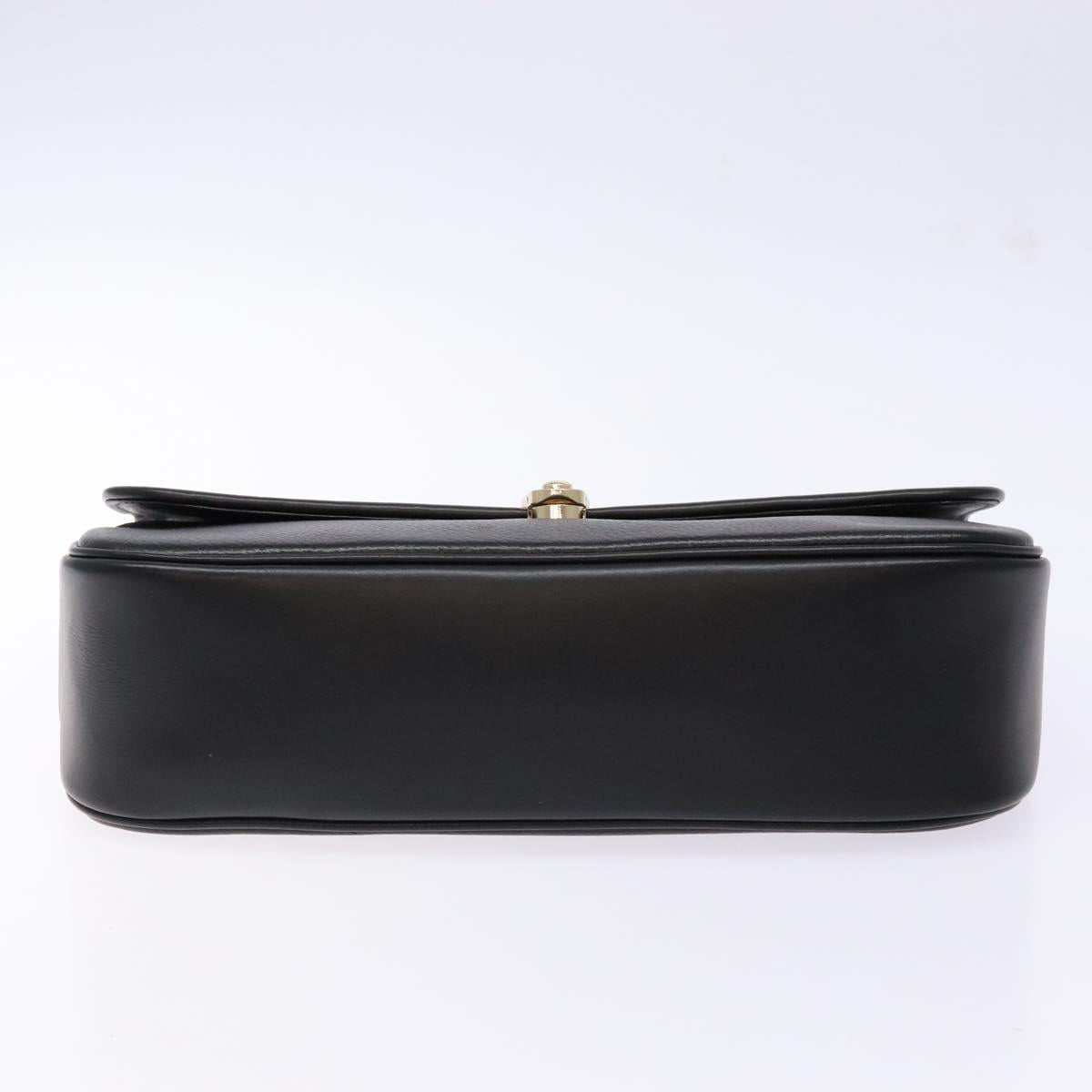 Burberrys Hand Bag Leather Black Gold Auth ep10446