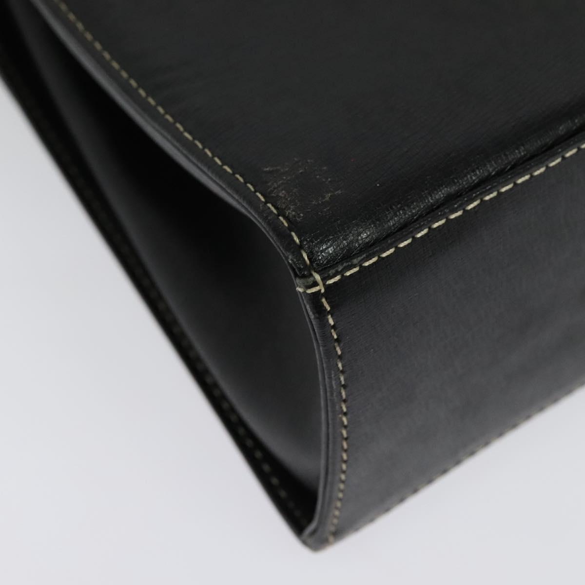 Burberrys Hand Bag Leather 2way Black Gold Auth ep10449