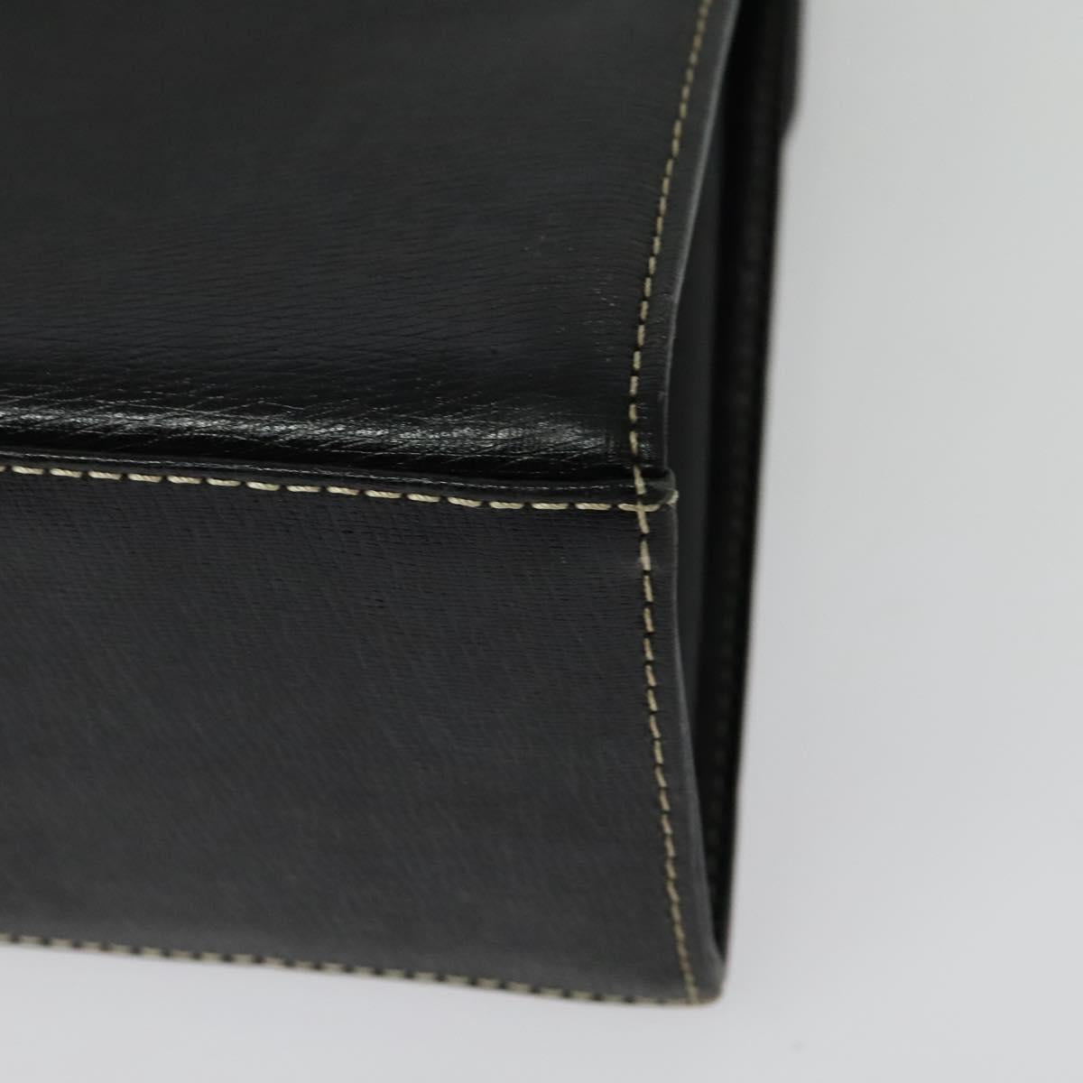 Burberrys Hand Bag Leather 2way Black Gold Auth ep10449