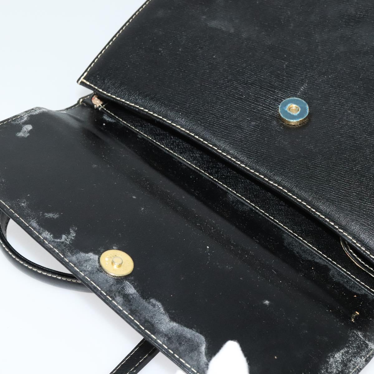 Burberrys Hand Bag Leather 2way Black Gold Auth ep10449