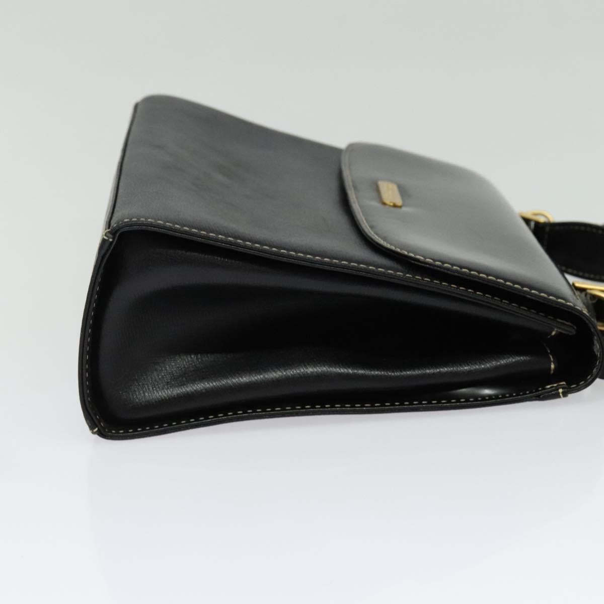 Burberrys Hand Bag Leather 2way Black Gold Auth ep10449
