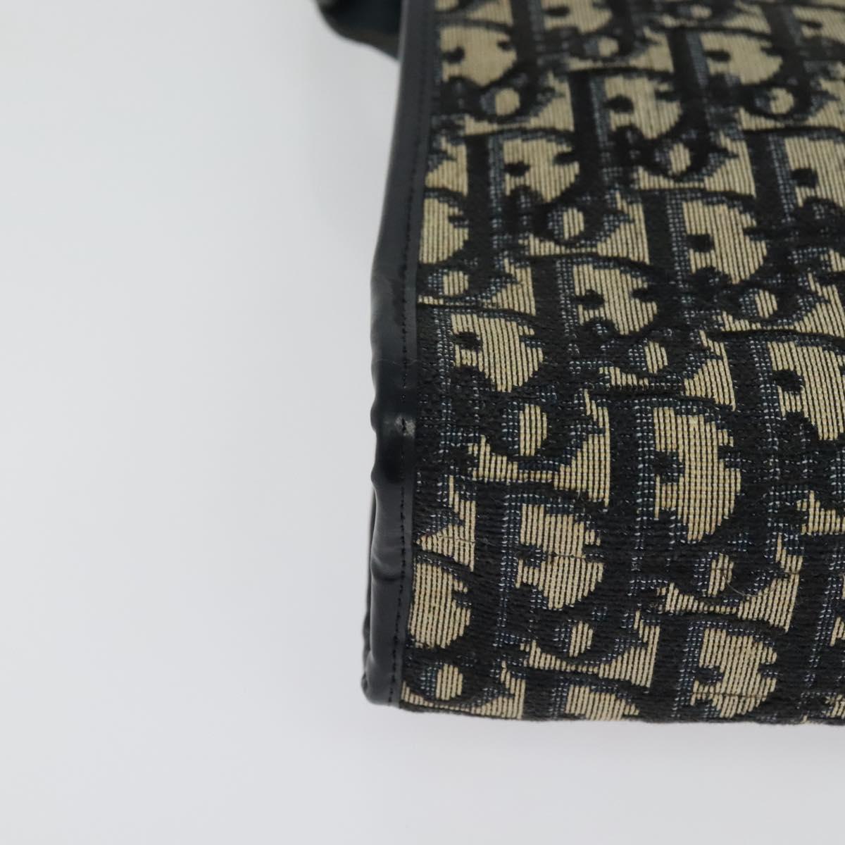 Christian Dior Trotter Canvas Shoulder Bag Navy Gold Auth ep10451