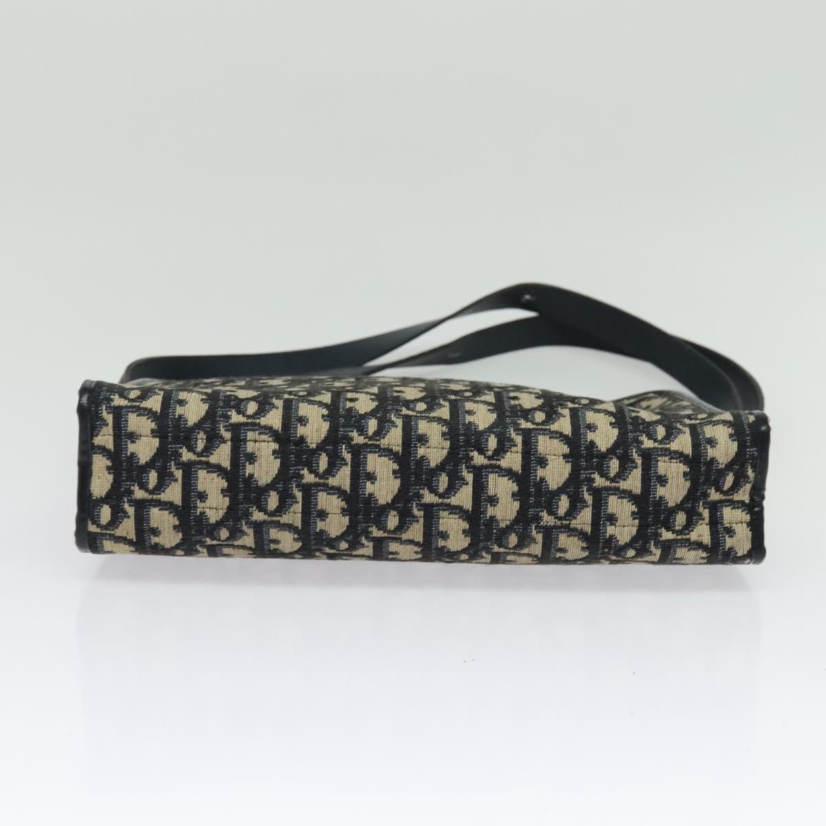 Christian Dior Trotter Canvas Shoulder Bag Navy Gold Auth ep10451