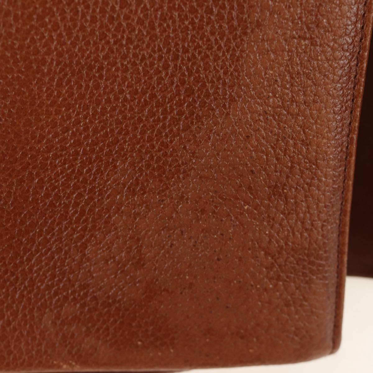 Burberrys Hand Bag Leather Brown Gold Auth ep10452