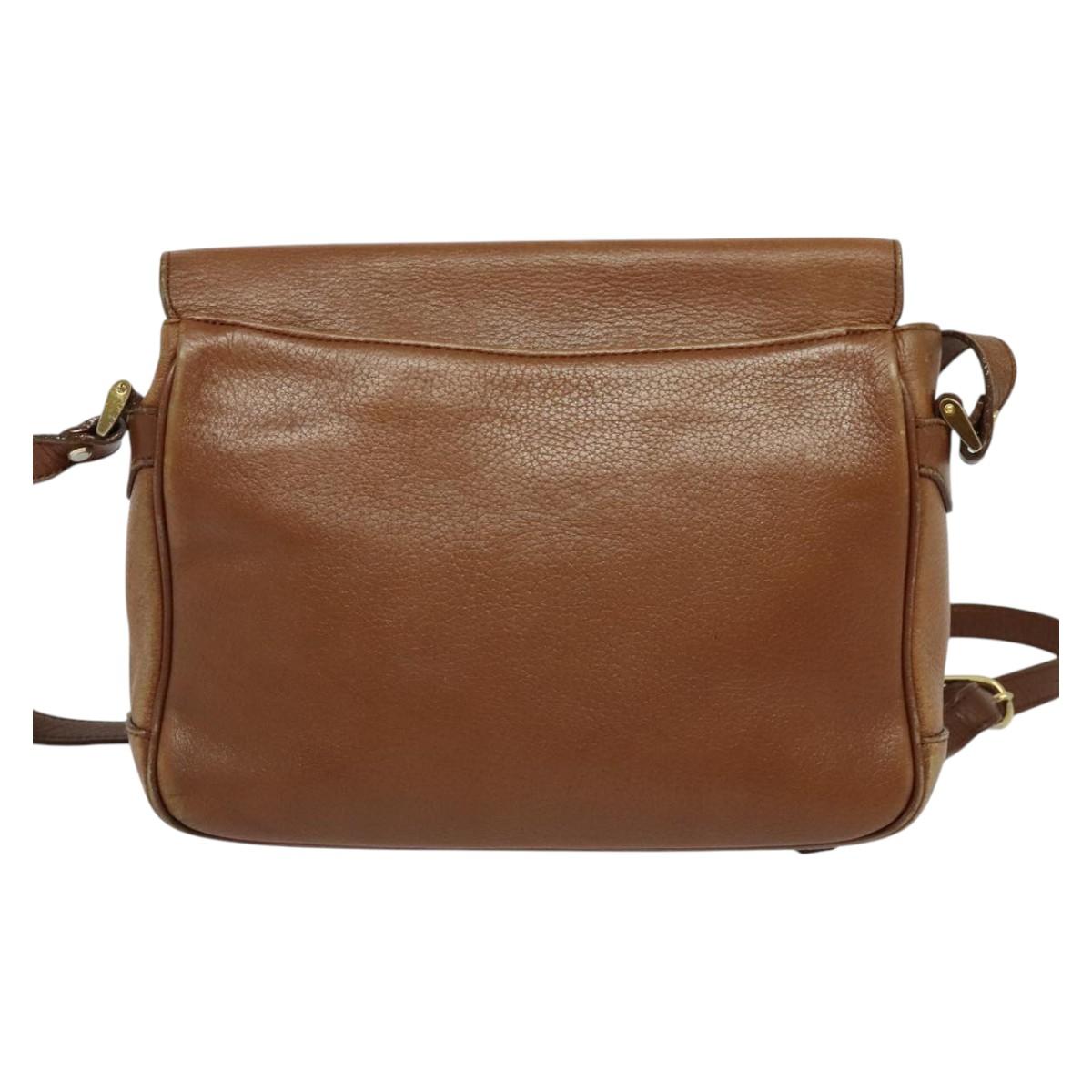 Burberrys Shoulder Bag Leather Brown Gold Auth ep10453