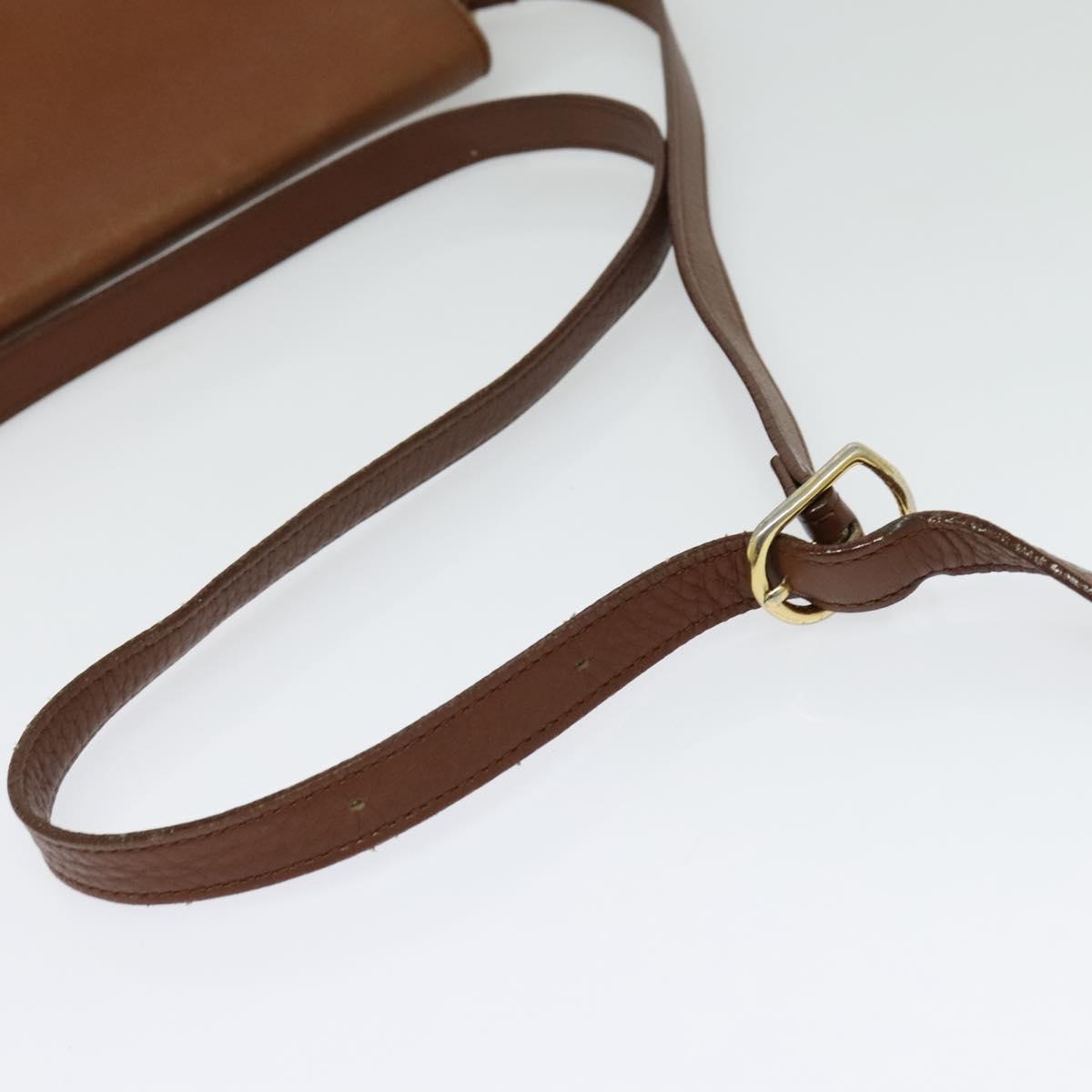 Burberrys Shoulder Bag Leather Brown Gold Auth ep10453