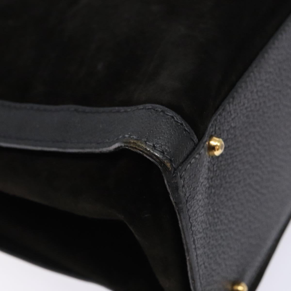 GUCCI Bamboo Hand Bag Suede Leather Black Gold 002 2853 0260 0 Auth ep10456