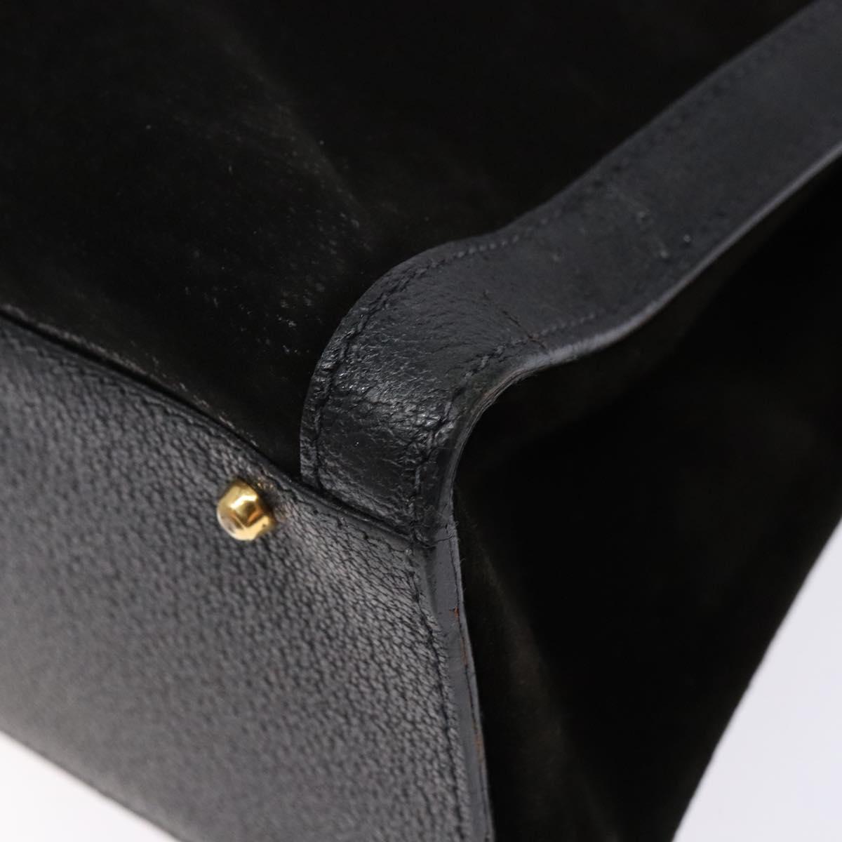 GUCCI Bamboo Hand Bag Suede Leather Black Gold 002 2853 0260 0 Auth ep10456