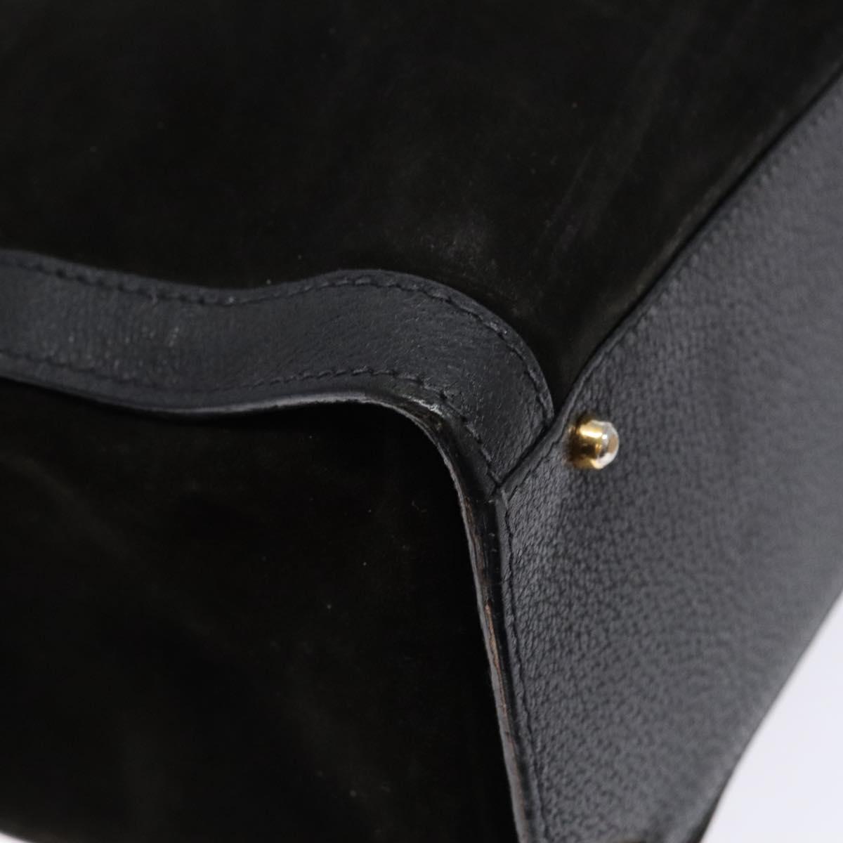 GUCCI Bamboo Hand Bag Suede Leather Black Gold 002 2853 0260 0 Auth ep10456