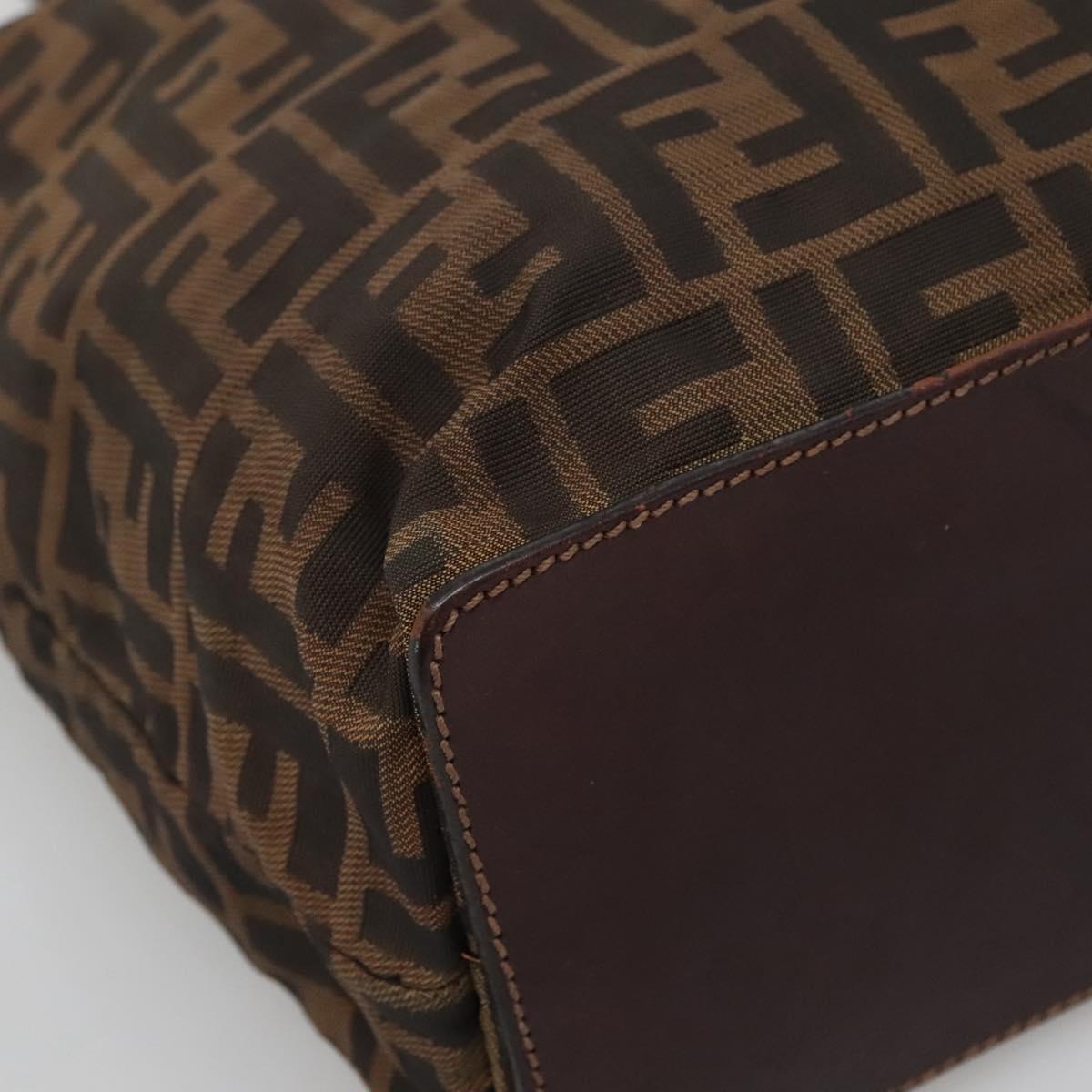 FENDI Zucca Canvas Hand Bag Black Brown Auth ep10459