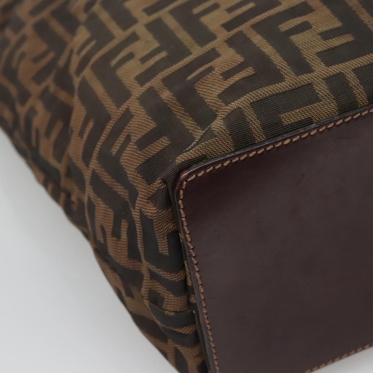 FENDI Zucca Canvas Hand Bag Black Brown Auth ep10459
