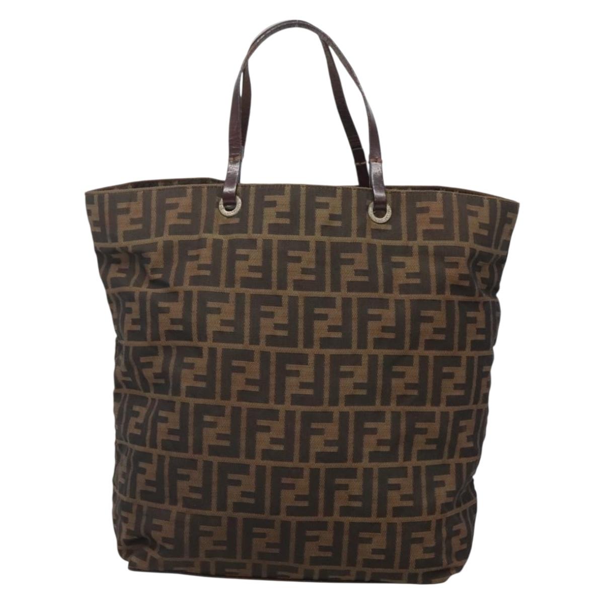 FENDI Zucca Canvas Hand Bag Black Brown Auth ep10459