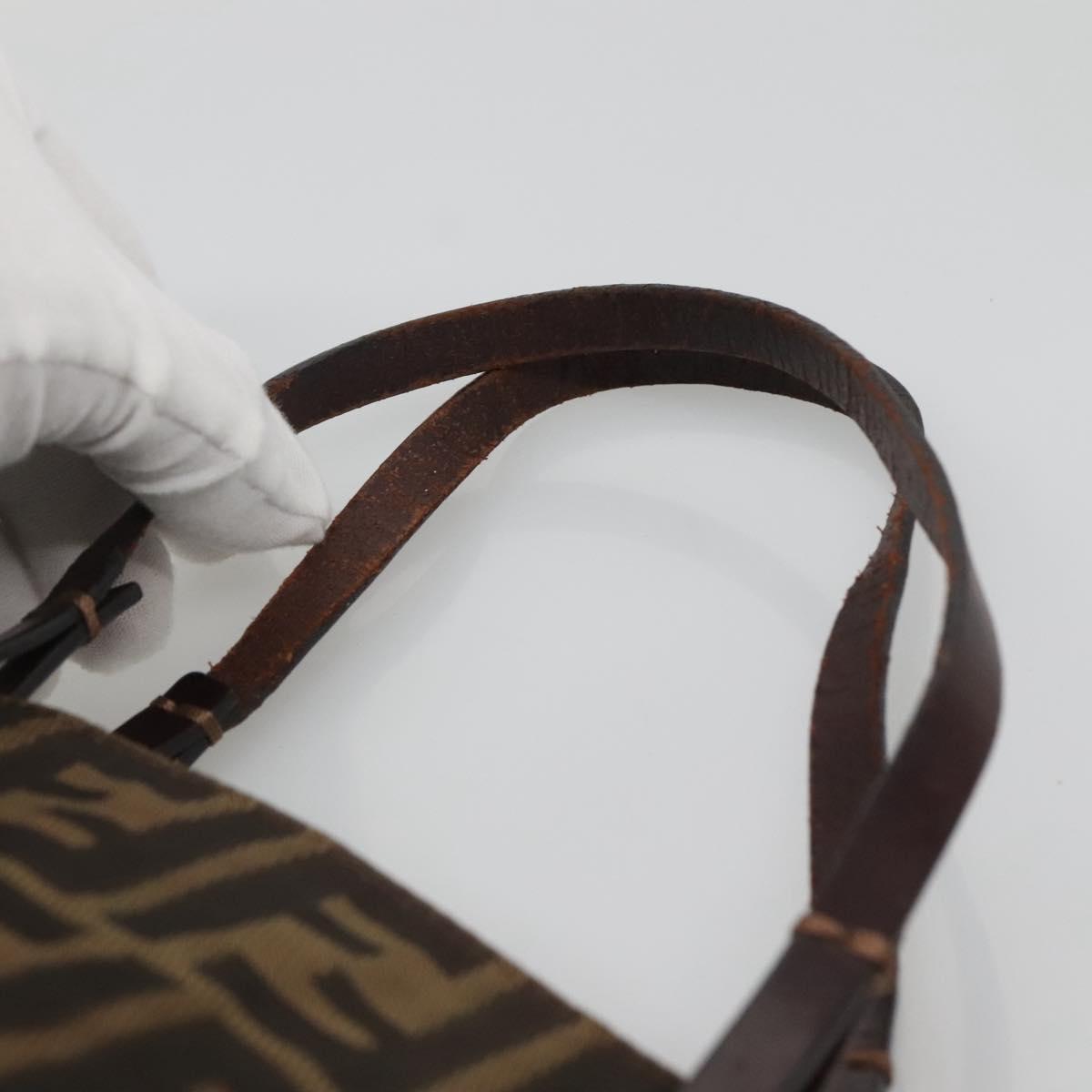 FENDI Zucca Canvas Hand Bag Black Brown Auth ep10459