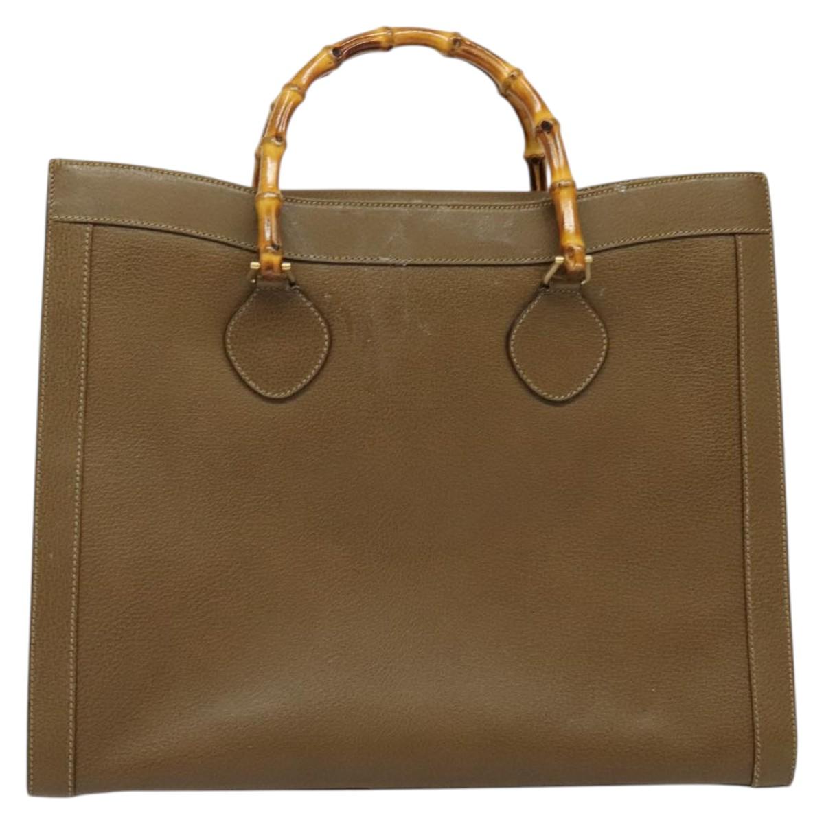 GUCCI Bamboo Hand Bag Leather Brown Gold 002 1186 0259 Auth ep10461
