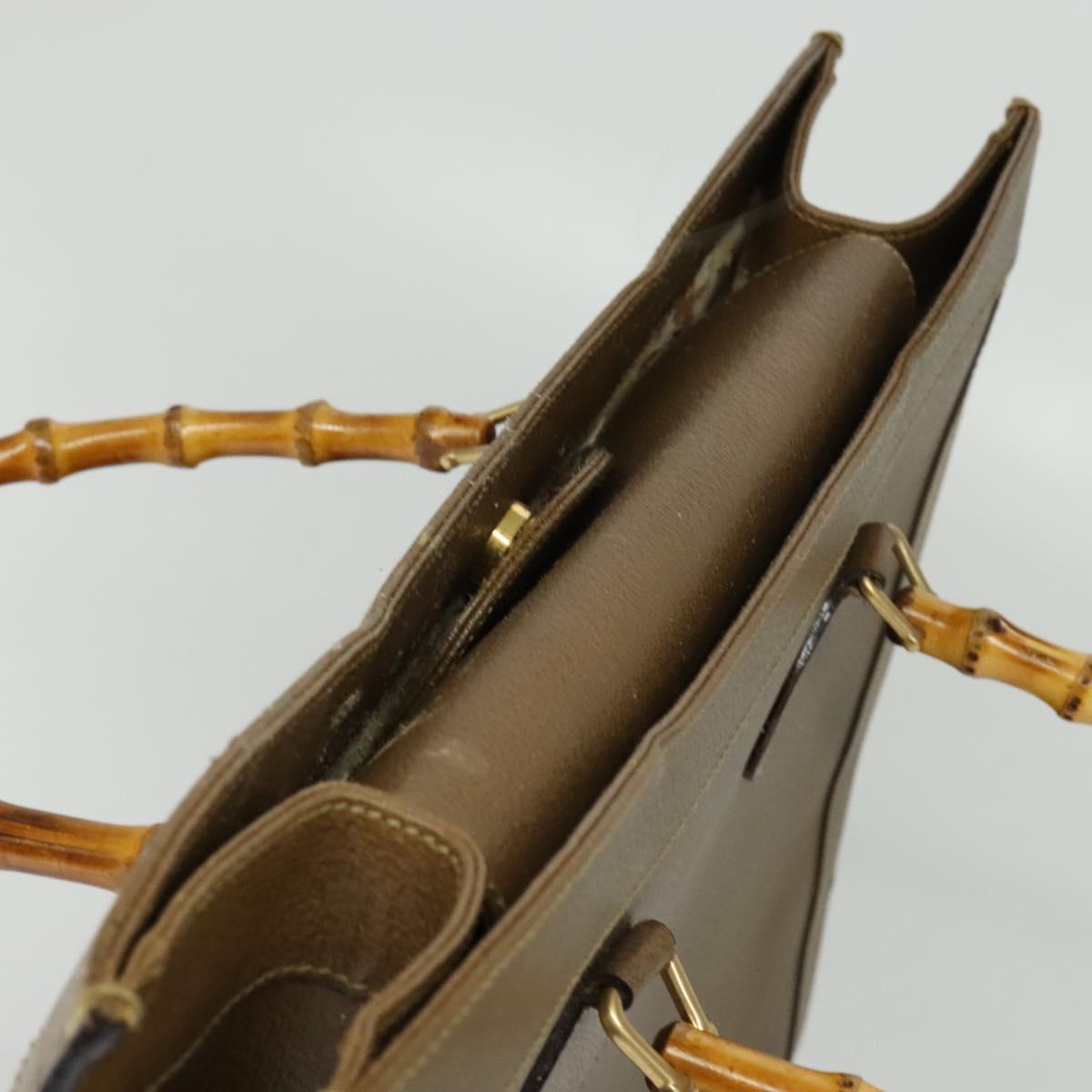 GUCCI Bamboo Hand Bag Leather Brown Gold 002 1186 0259 Auth ep10461