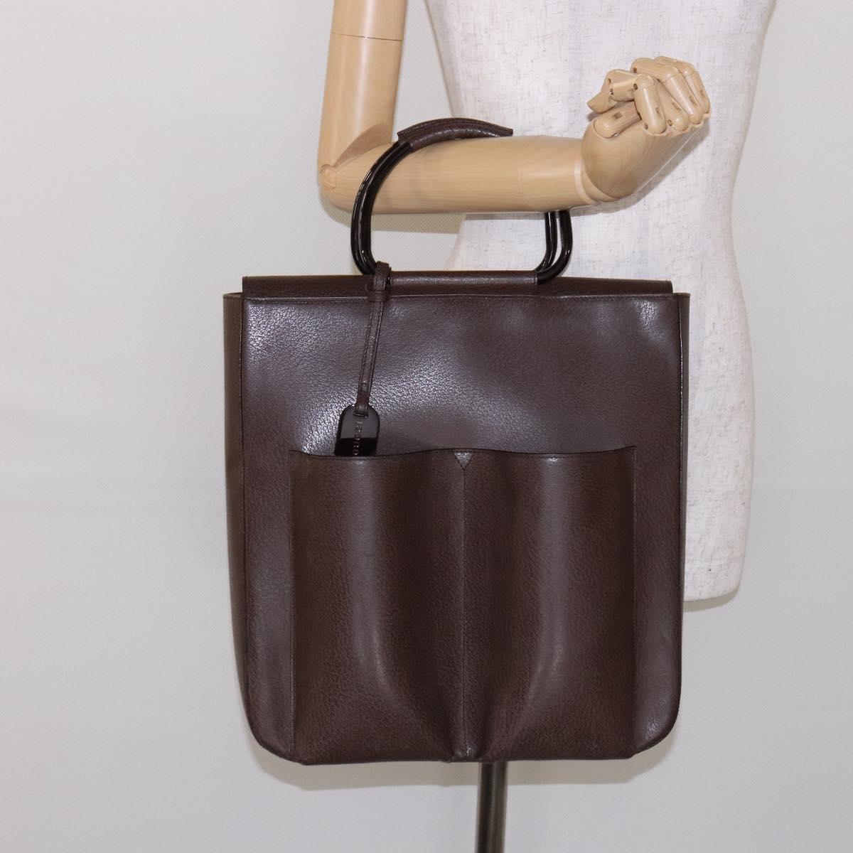 GUCCI Bamboo Hand Bag Leather Dark Brown 002 1118 0462 Auth ep10462