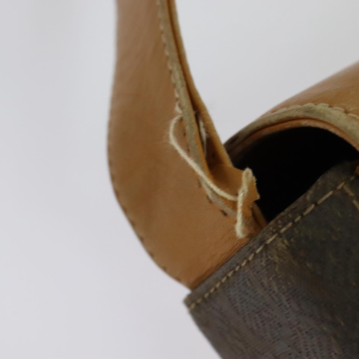 GUCCI Shoulder Bag Canvas Leather Brown Gold Auth ep10464