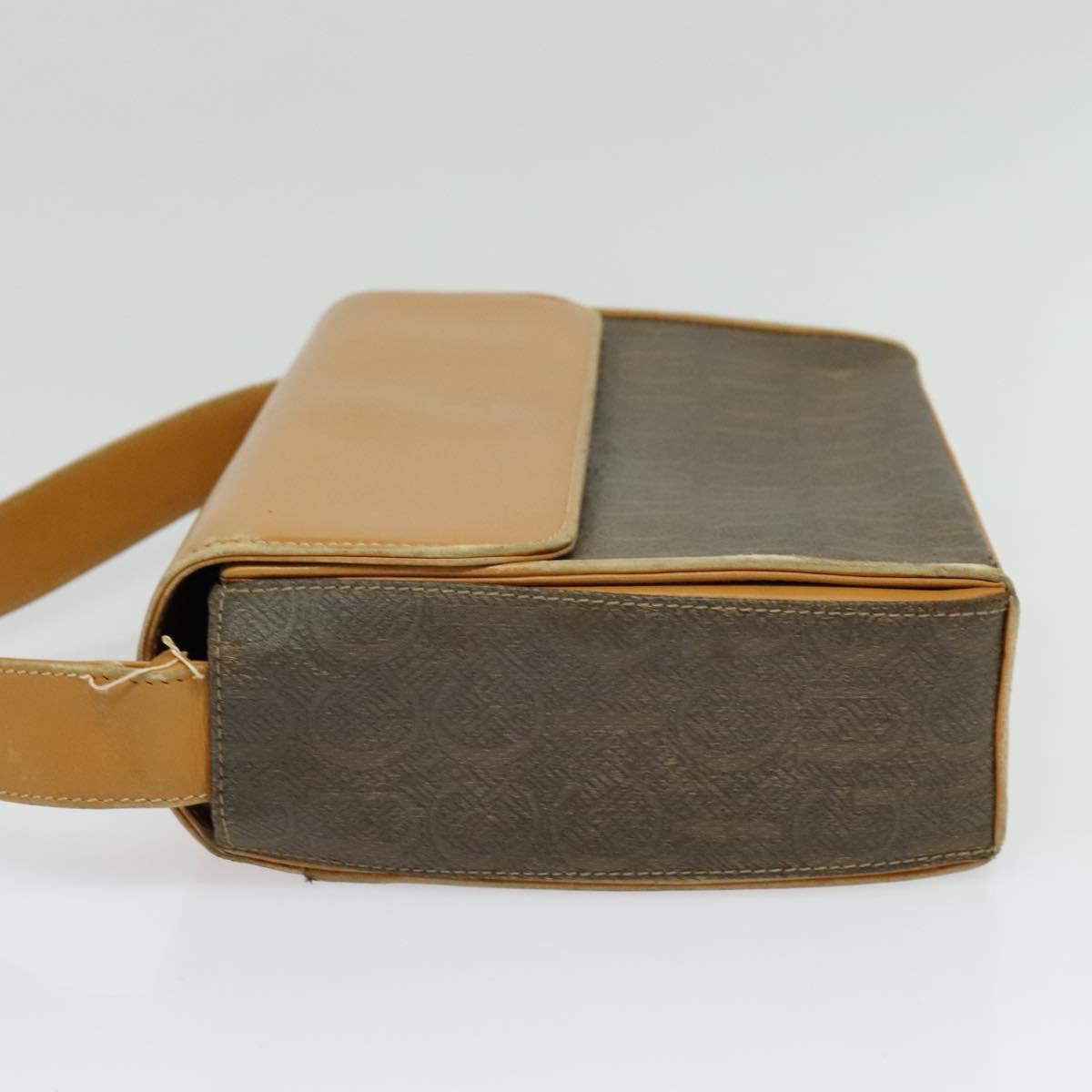 GUCCI Shoulder Bag Canvas Leather Brown Gold Auth ep10464