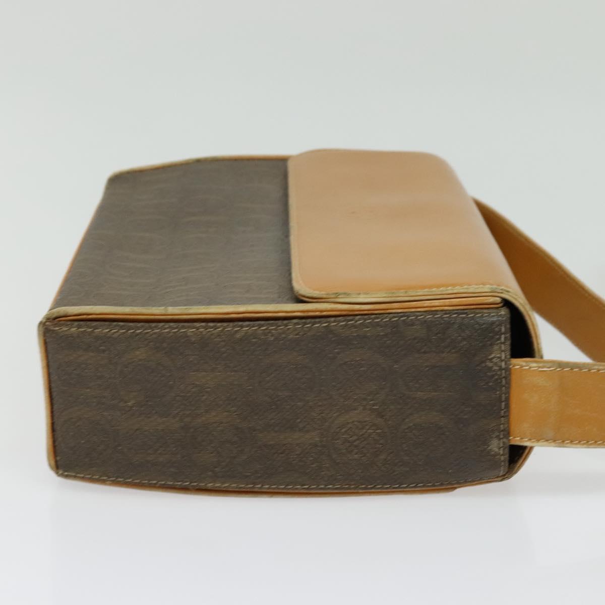 GUCCI Shoulder Bag Canvas Leather Brown Gold Auth ep10464