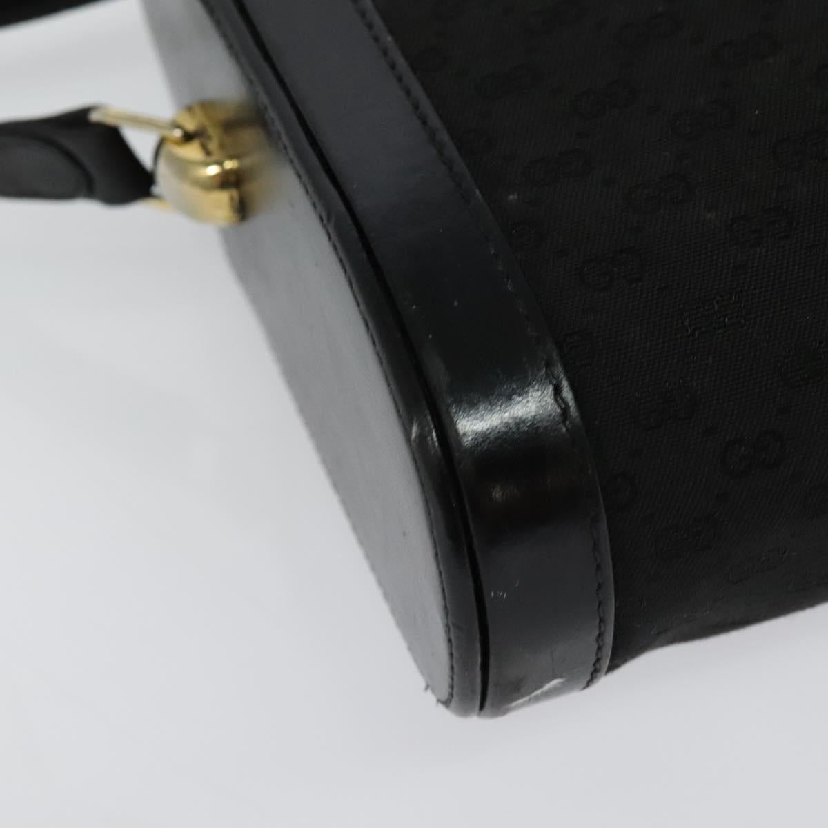 GUCCI Micro GG Canvas Shoulder Bag Leather Gold Black Auth ep10465