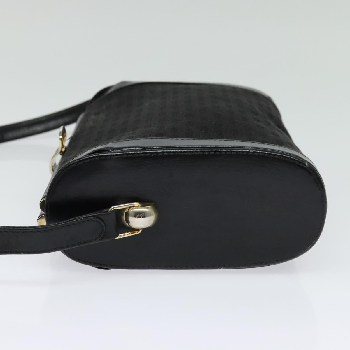 GUCCI Micro GG Canvas Shoulder Bag Leather Gold Black Auth ep10465