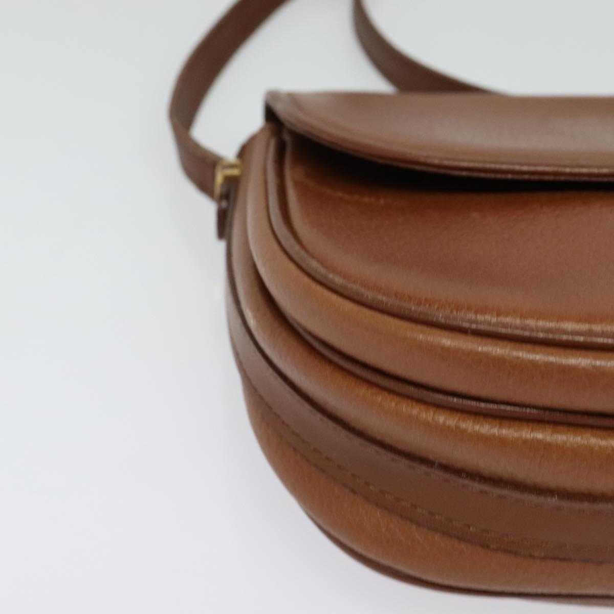 Burberrys Shoulder Bag Leather Brown Gold Auth ep10468