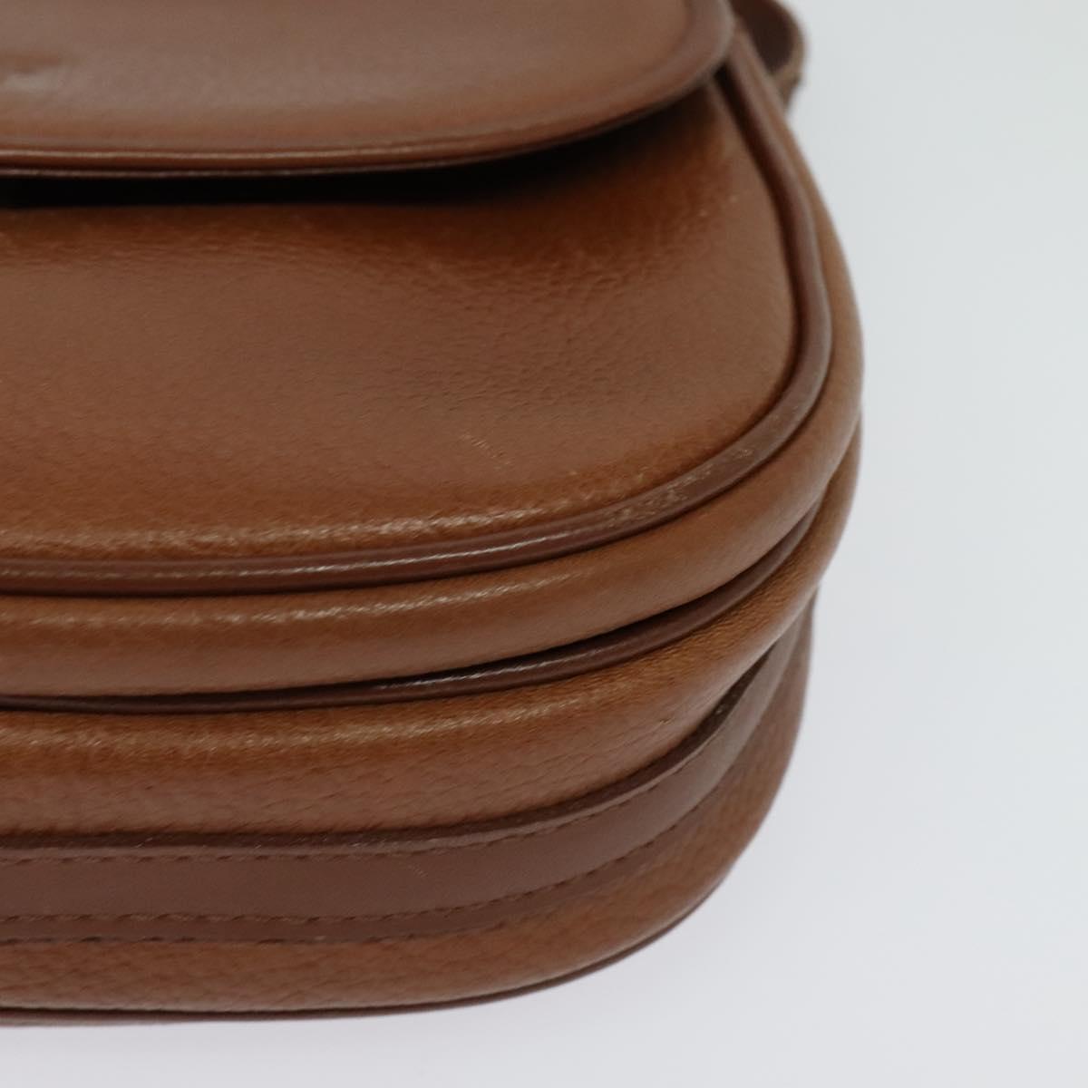 Burberrys Shoulder Bag Leather Brown Gold Auth ep10468