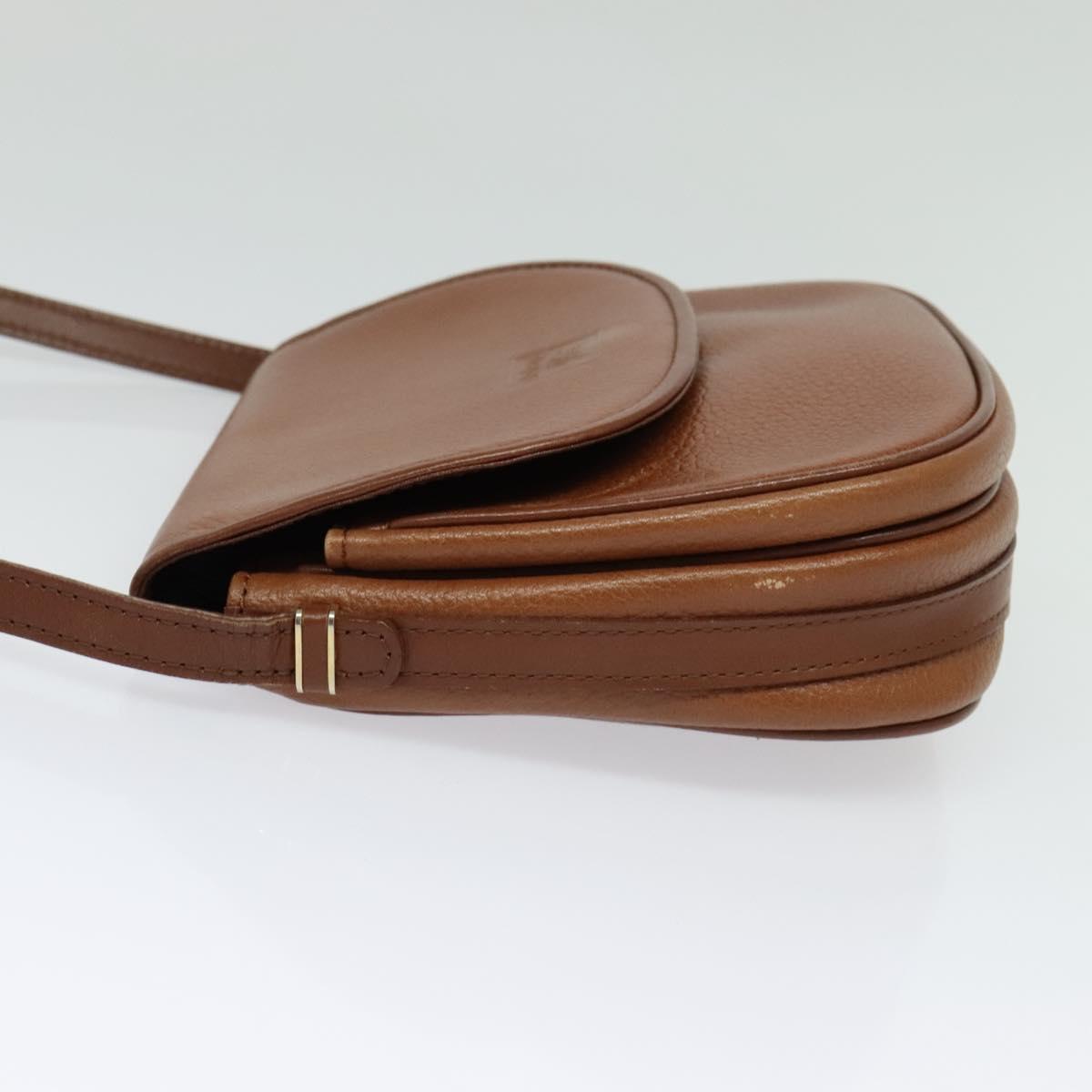Burberrys Shoulder Bag Leather Brown Gold Auth ep10468
