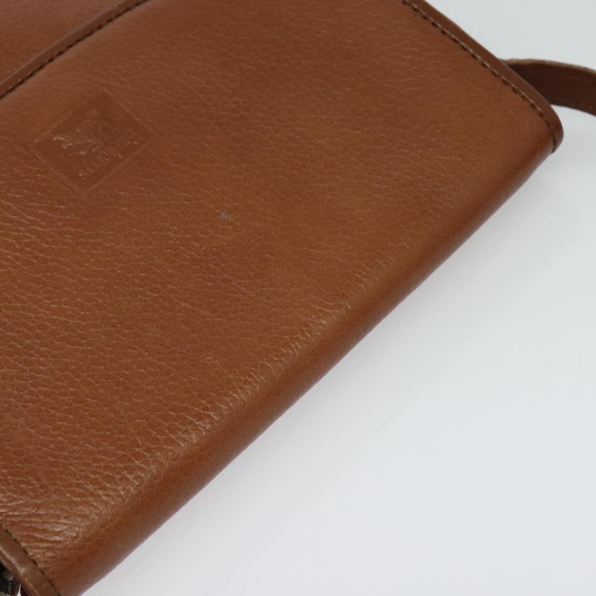 Burberrys Shoulder Bag Leather Brown Gold Auth ep10468