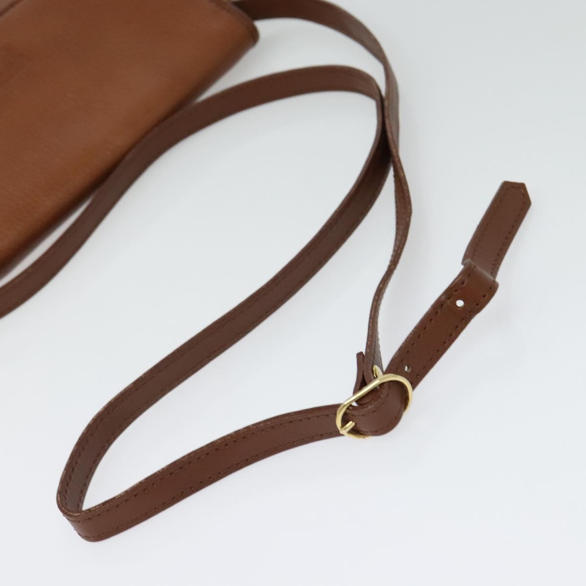 Burberrys Shoulder Bag Leather Brown Gold Auth ep10468