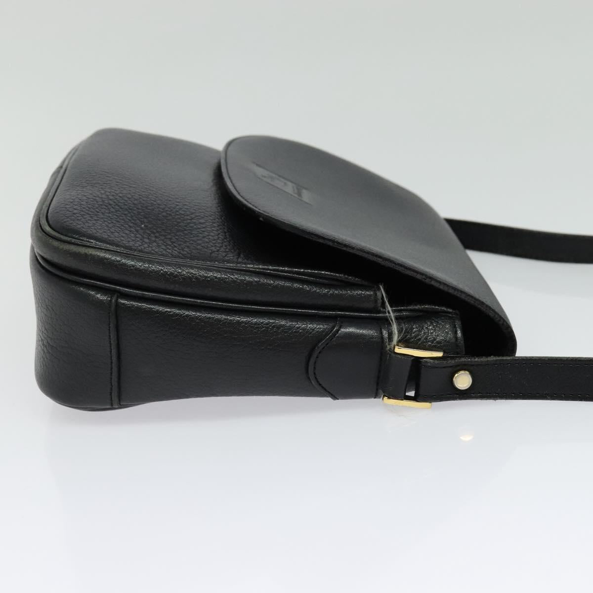 Burberrys Shoulder Bag Leather Gold Black Auth ep10469