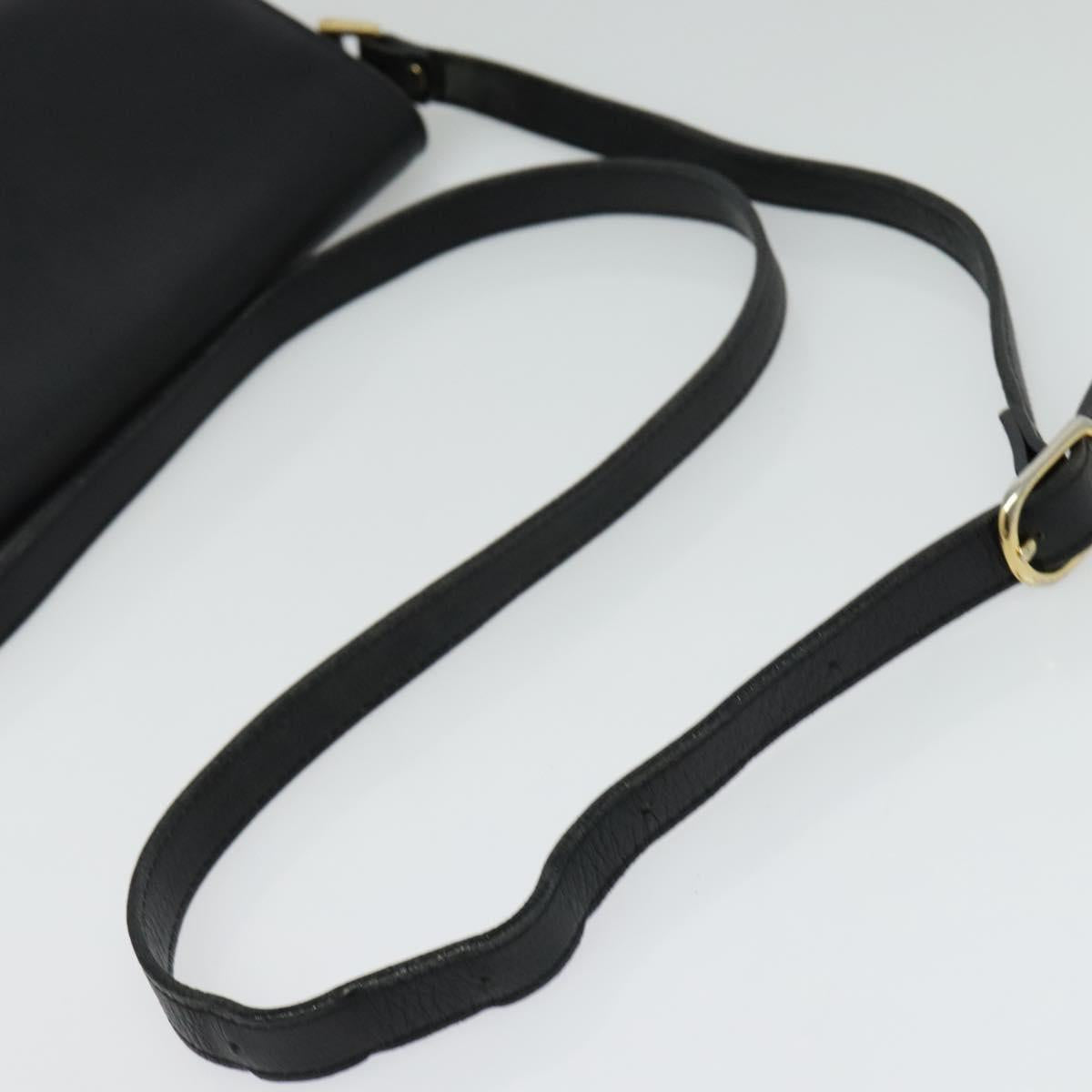 Burberrys Shoulder Bag Leather Gold Black Auth ep10469