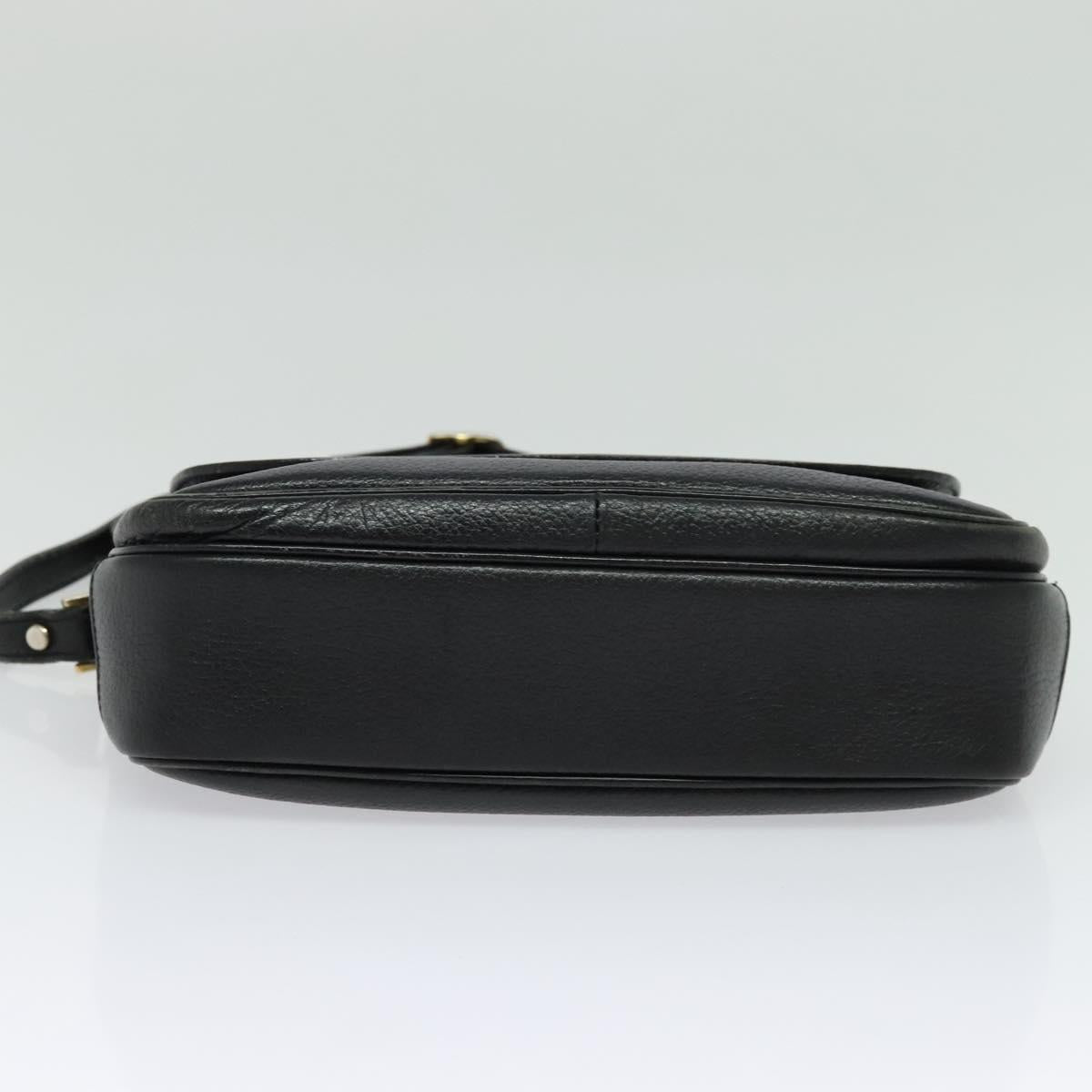 Burberrys Shoulder Bag Leather Gold Black Auth ep10469
