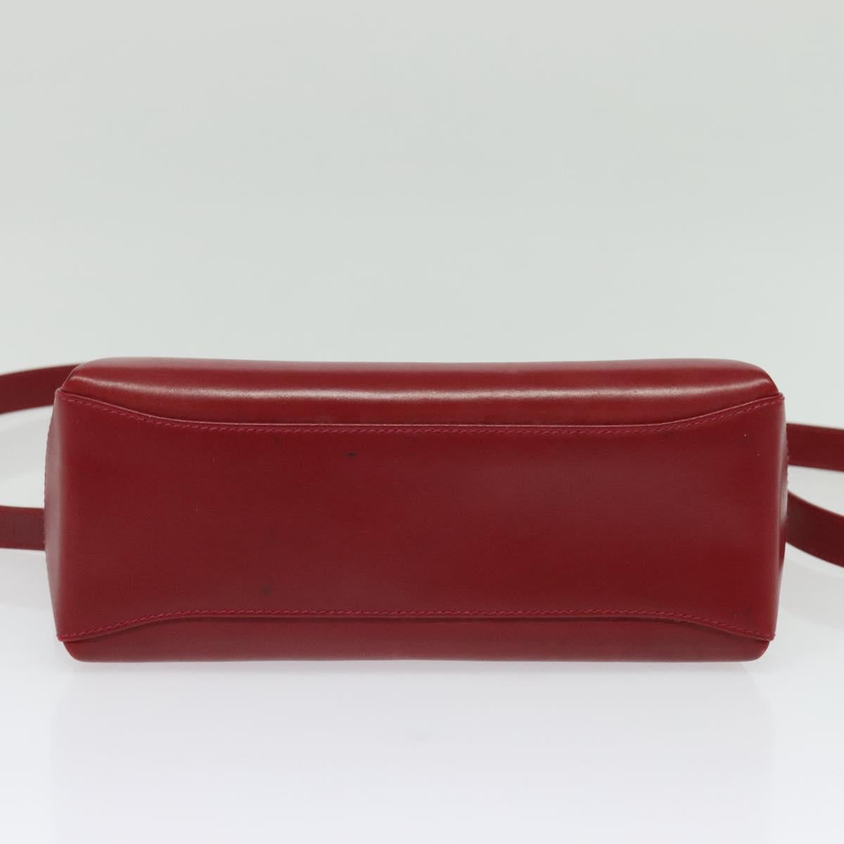 GUCCI Bamboo Hand Bag Leather 2way Red Gold Auth ep10473