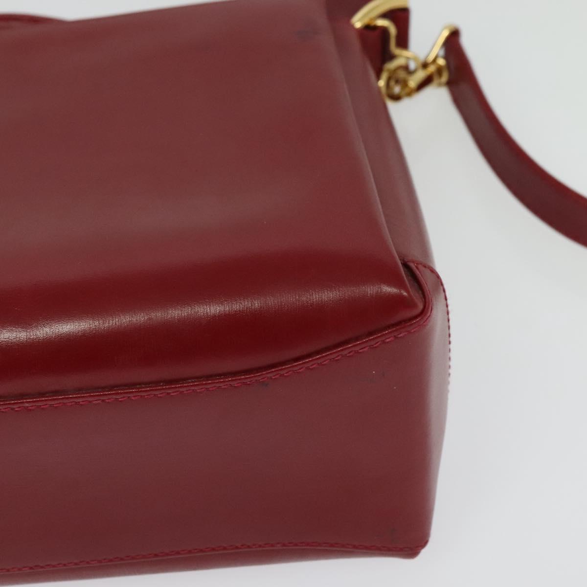 GUCCI Bamboo Hand Bag Leather 2way Red Gold Auth ep10473