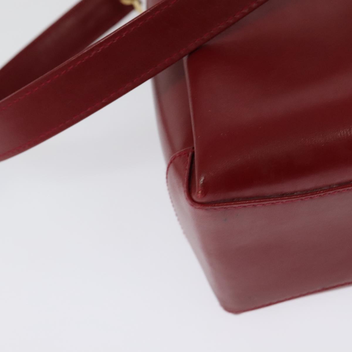 GUCCI Bamboo Hand Bag Leather 2way Red Gold Auth ep10473