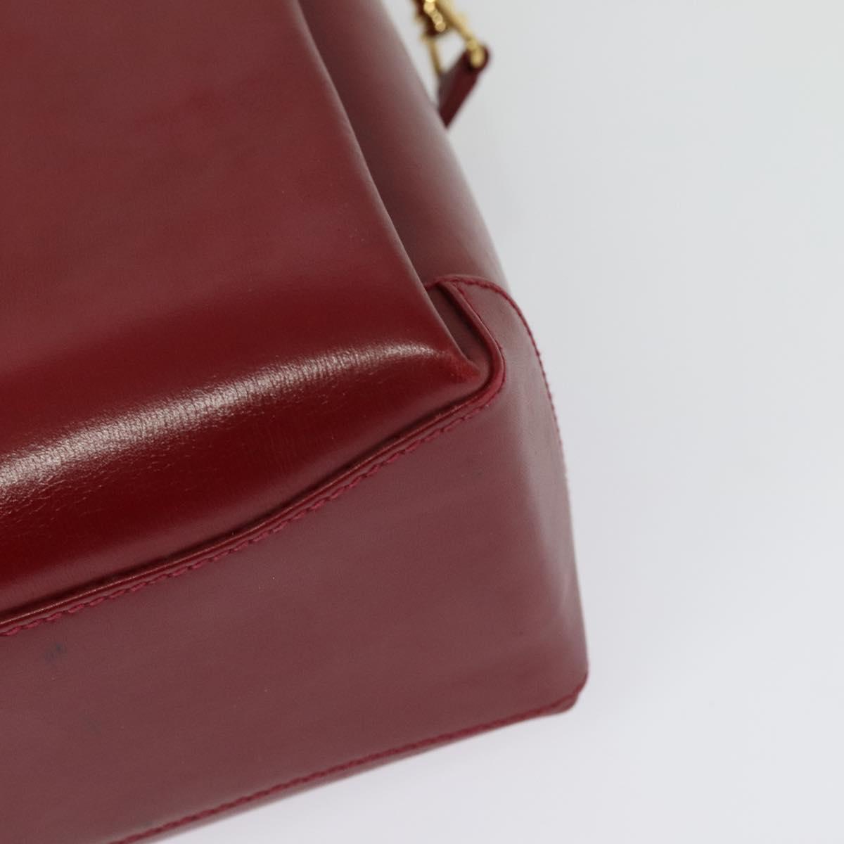 GUCCI Bamboo Hand Bag Leather 2way Red Gold Auth ep10473