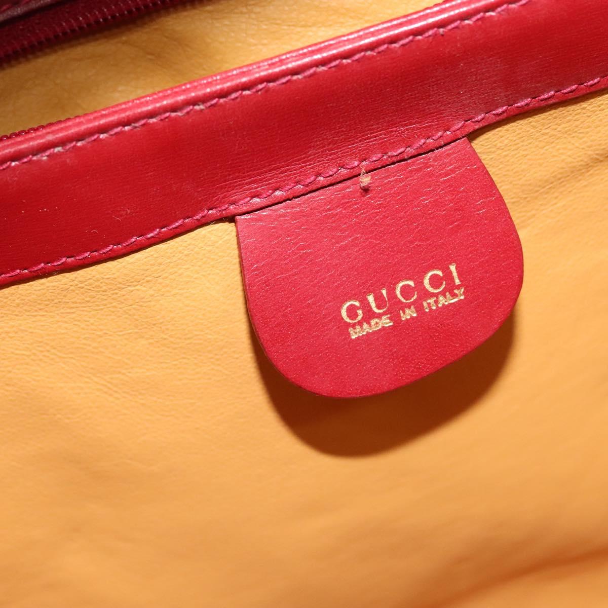 GUCCI Bamboo Hand Bag Leather 2way Red Gold Auth ep10473
