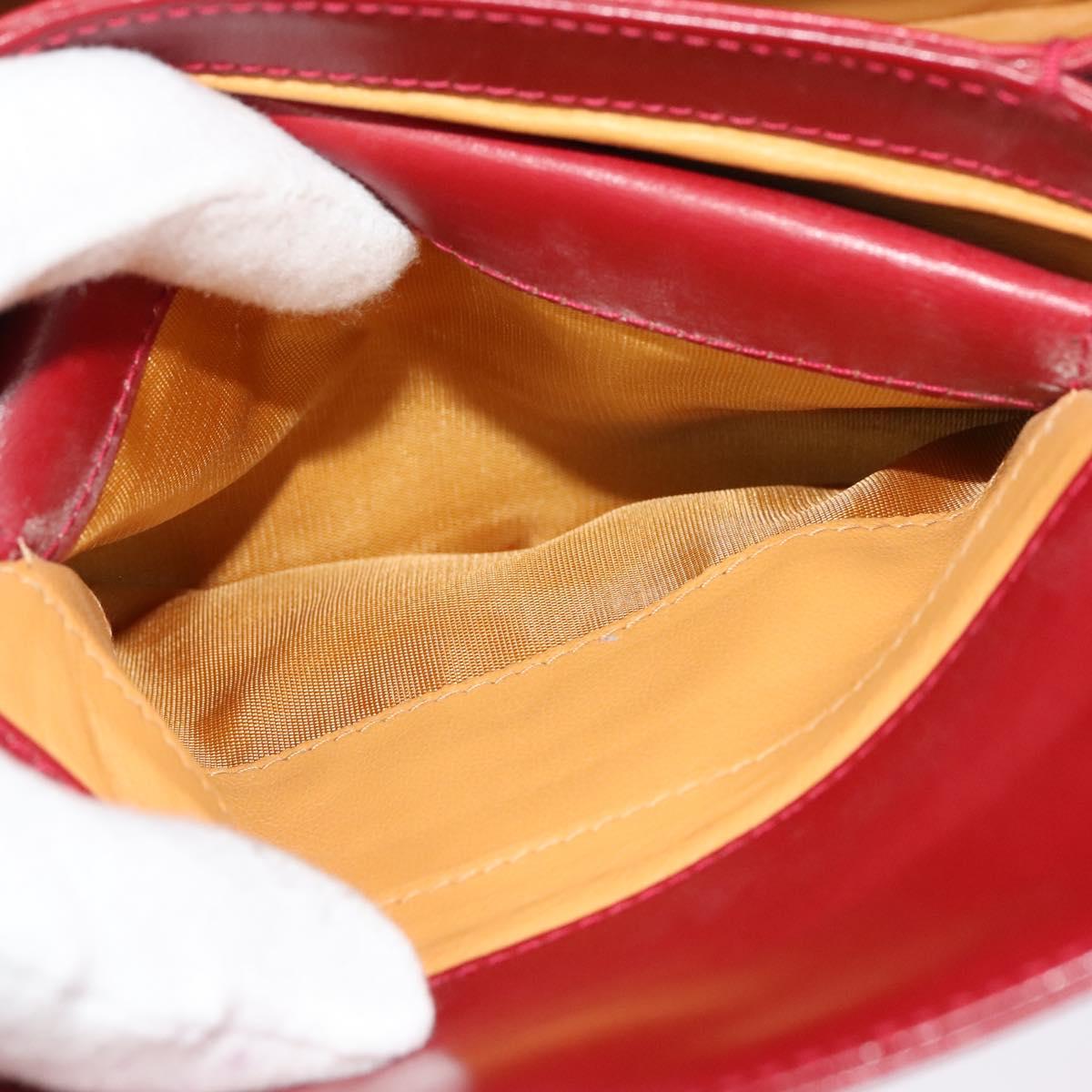GUCCI Bamboo Hand Bag Leather 2way Red Gold Auth ep10473