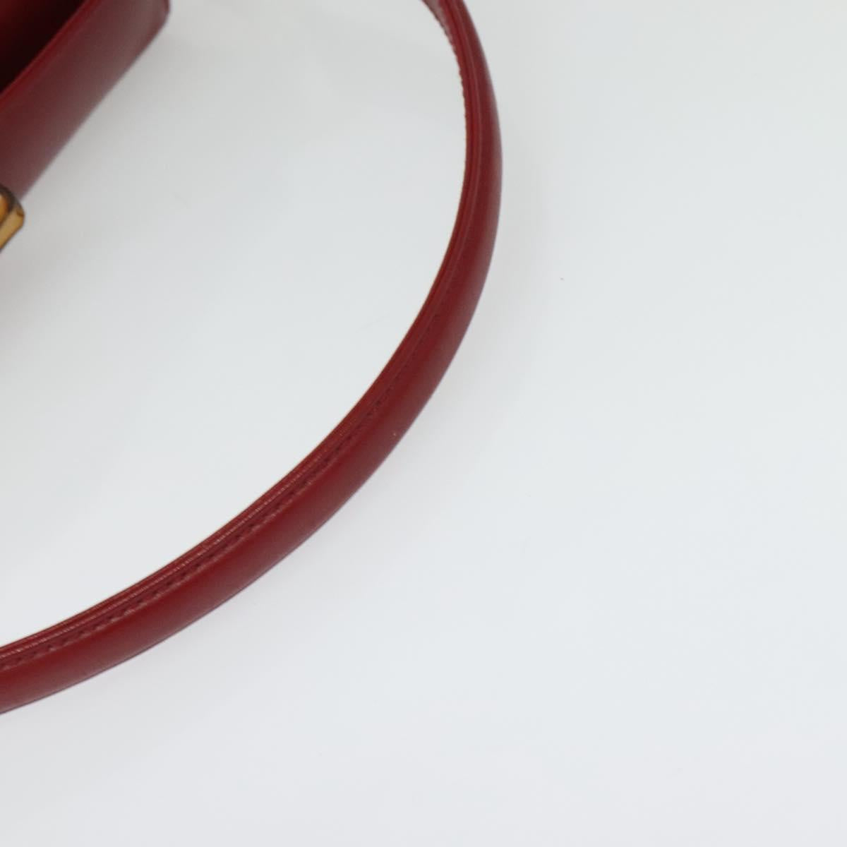 GUCCI Bamboo Hand Bag Leather 2way Red Gold Auth ep10473